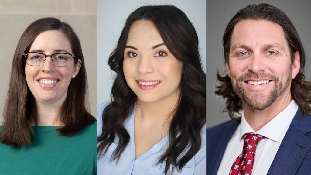 Amy Willson (trái), Brianna Mendez và Mike Jaworski đã tham gia University Advancement với tư cách là phó giám đốc phát triển.